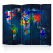 Folding Screen Colorful Continents (5-piece) - colorful geometric world map 128806