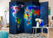 Folding Screen Colorful Continents (5-piece) - colorful geometric world map 128806 additionalThumb 2