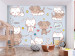 Photo Wallpaper Friendly kitties - childish pattern with animals on a blue background 129006