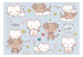 Photo Wallpaper Friendly kitties - childish pattern with animals on a blue background 129006 additionalThumb 1