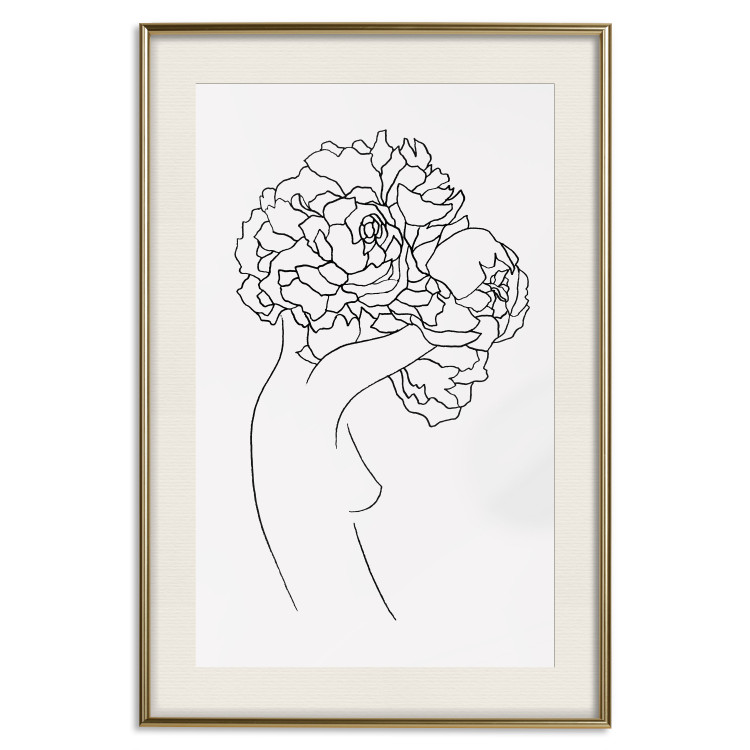 Wall Poster Gardener - abstract line art of a woman with flowers on a white background 132206 additionalImage 20