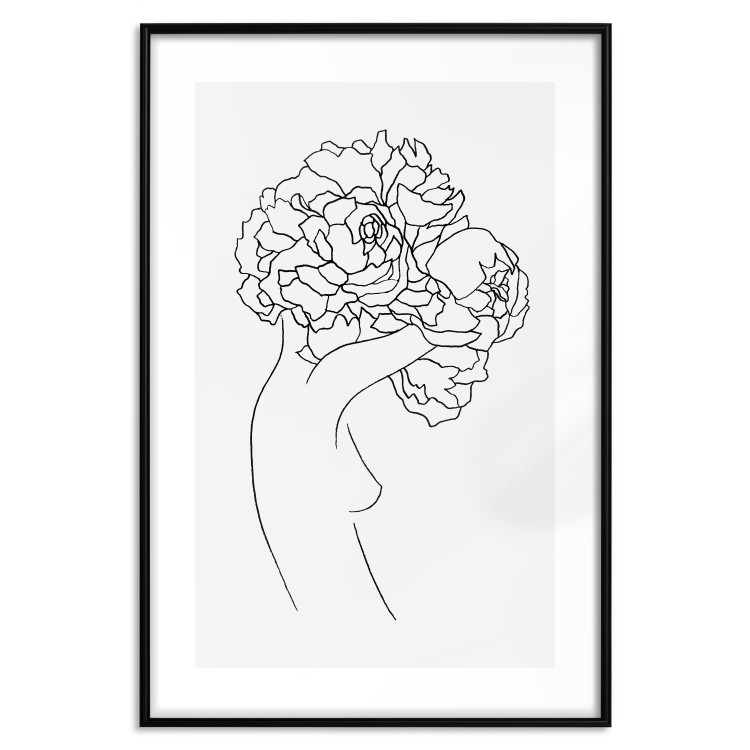 Wall Poster Gardener - abstract line art of a woman with flowers on a white background 132206 additionalImage 17