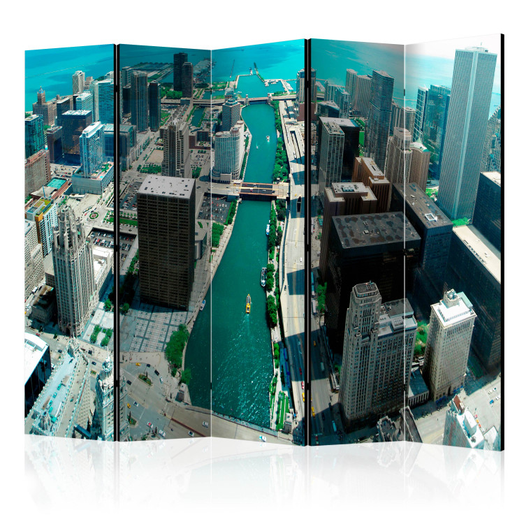 Room Divider Screen Urban Architecture Chicago II (5-piece) - city aerial view 133106