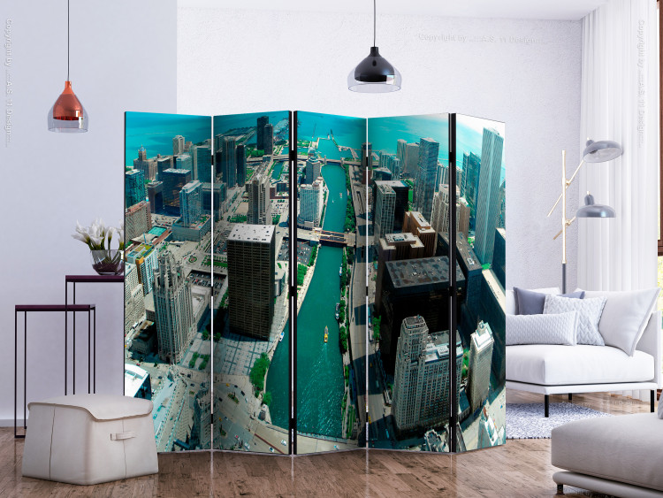 Room Divider Screen Urban Architecture Chicago II (5-piece) - city aerial view 133106 additionalImage 2