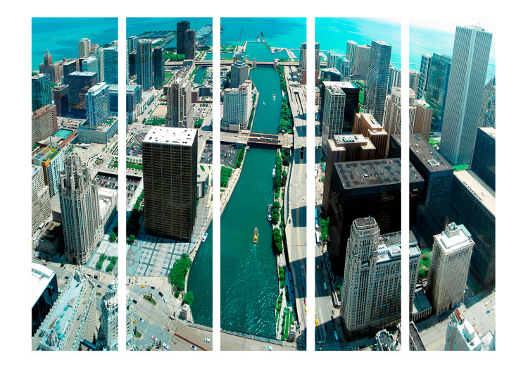 Room Divider Screen Urban Architecture Chicago II (5-piece) - city aerial view 133106 additionalImage 3