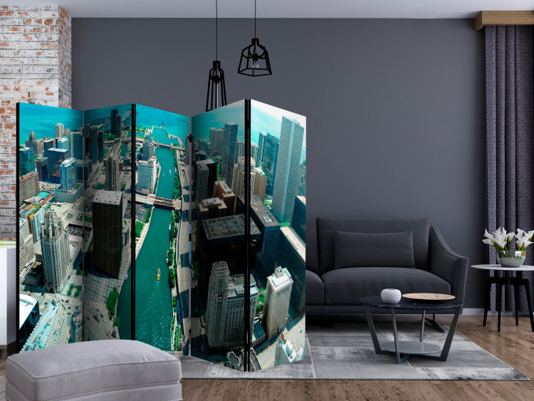 Room Divider Screen Urban Architecture Chicago II (5-piece) - city aerial view 133106 additionalImage 4