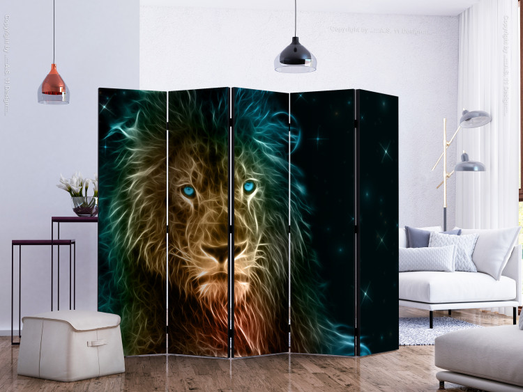 Room Separator Abstract Lion... II (5-piece) - composition with an animal motif 133406 additionalImage 2