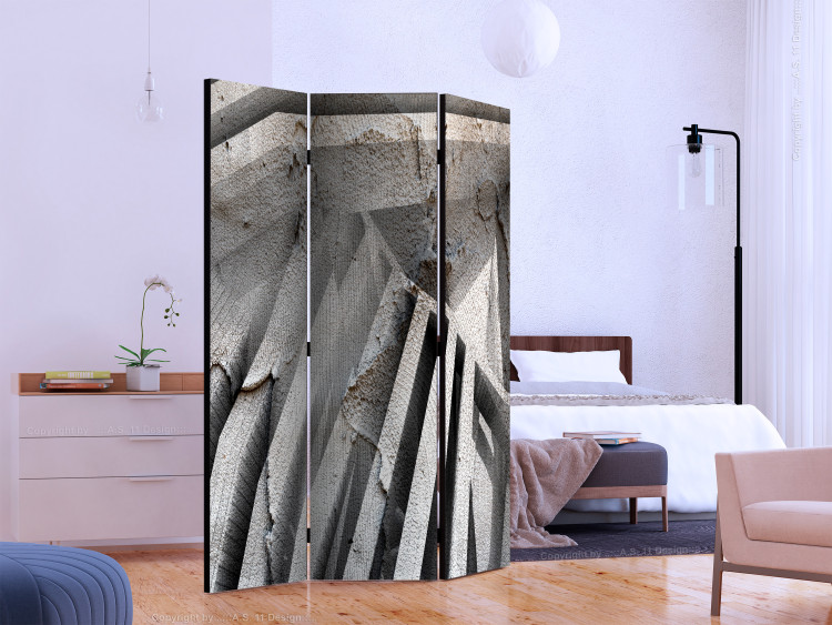 Folding Screen Concrete 3D - abstract gray concrete texture with 3D effect imitation 133606 additionalImage 2