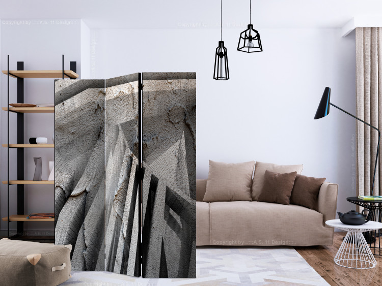 Folding Screen Concrete 3D - abstract gray concrete texture with 3D effect imitation 133606 additionalImage 4