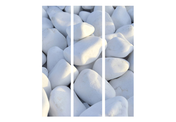 Folding Screen White Pebbles - field of stones in light white color in a zen motif 133806 additionalImage 3