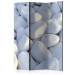 Folding Screen White Pebbles - field of stones in light white color in a zen motif 133806