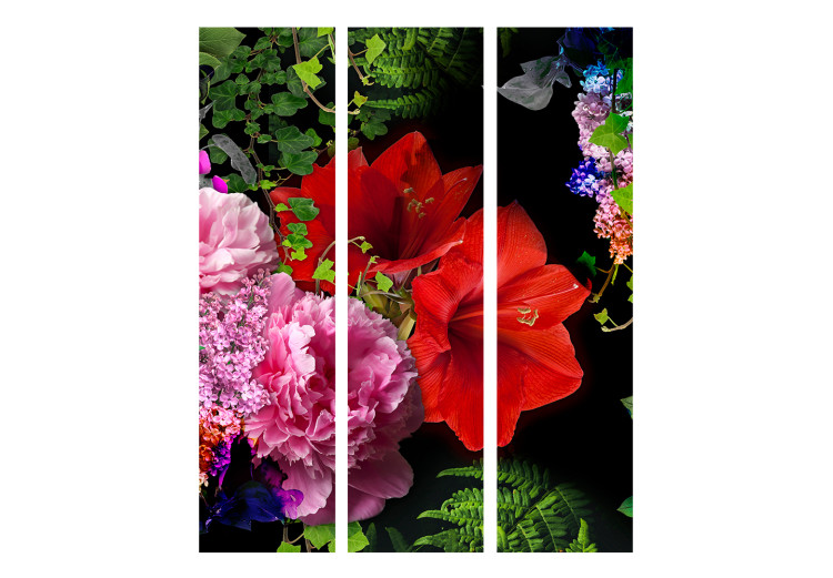 Room Separator Summer Evening - bouquet of colorful flowers on a solid black background 133906 additionalImage 3