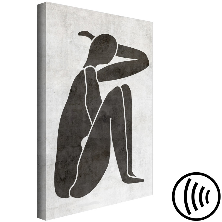 Canvas Print Pensive woman silhouette - black-white graphic in scandi boho style 134206 additionalImage 6