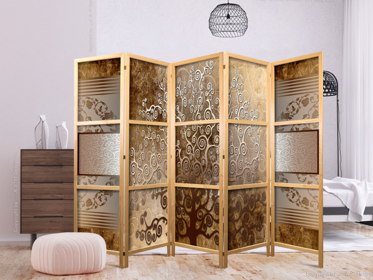 Room Divider Screen Klimt's Golden Tree II (5-piece) - elegant plant abstraction 134306 additionalImage 6