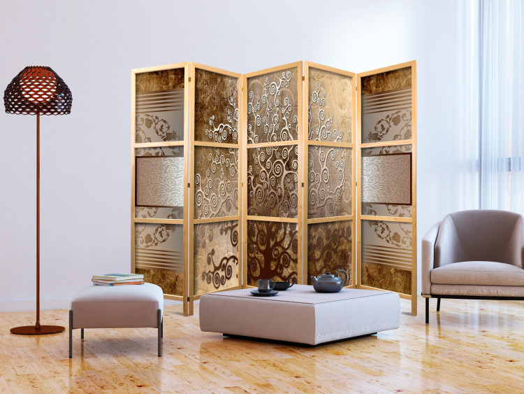 Room Divider Screen Klimt's Golden Tree II (5-piece) - elegant plant abstraction 134306 additionalImage 8