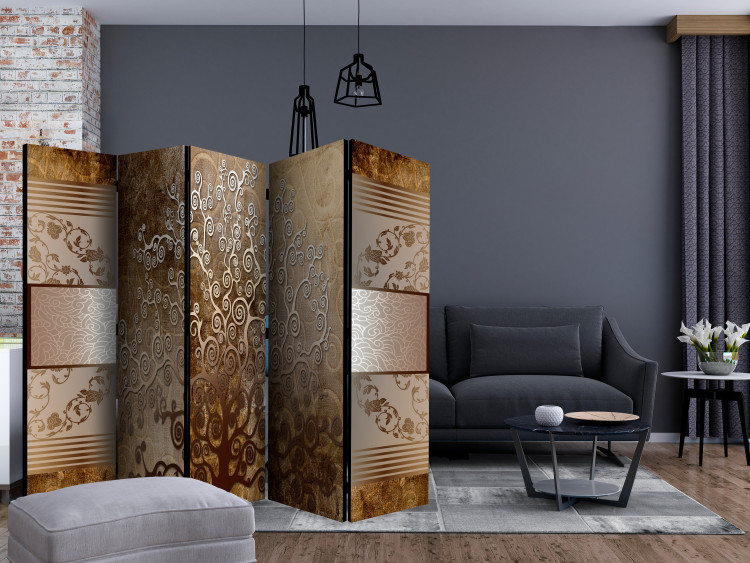 Room Divider Screen Klimt's Golden Tree II (5-piece) - elegant plant abstraction 134306 additionalImage 4