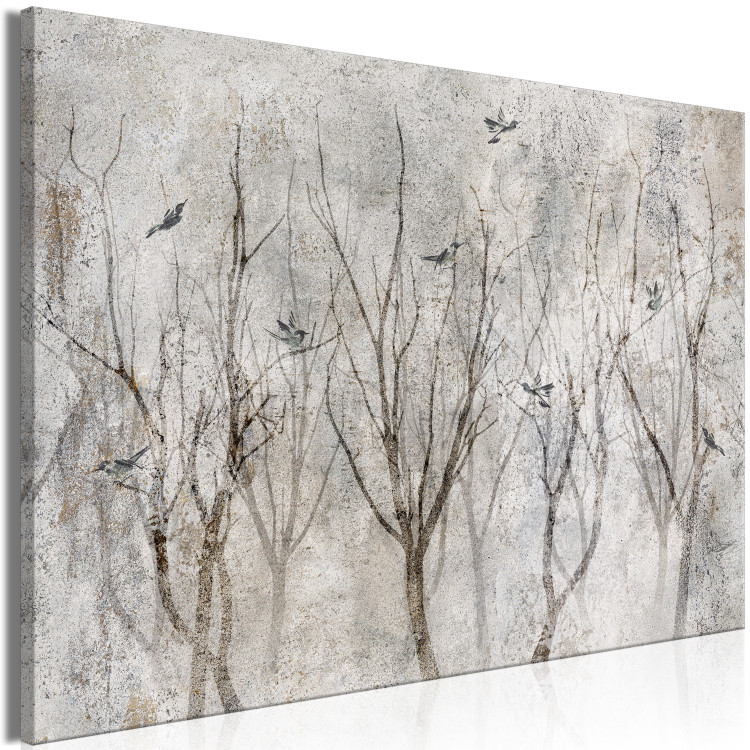 Canvas Singing in the Woods (1-piece) Wide - gray landscape of leafless trees 134606 additionalImage 2