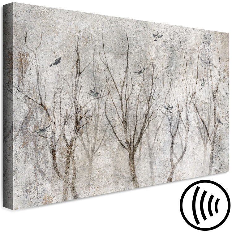 Canvas Singing in the Woods (1-piece) Wide - gray landscape of leafless trees 134606 additionalImage 6