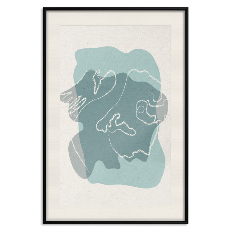 Poster Spring Visitor - line art on a blue background in an abstract motif 135006 additionalImage 19