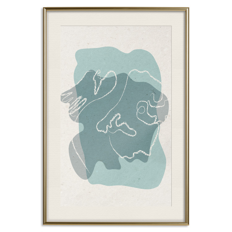 Poster Spring Visitor - line art on a blue background in an abstract motif 135006 additionalImage 20
