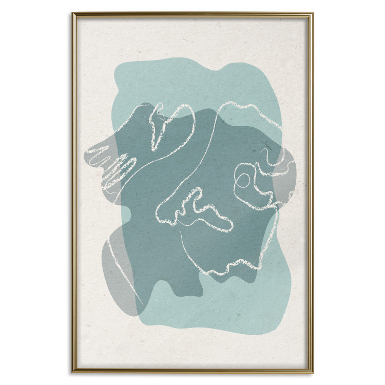 Poster Spring Visitor - line art on a blue background in an abstract motif 135006 additionalImage 21