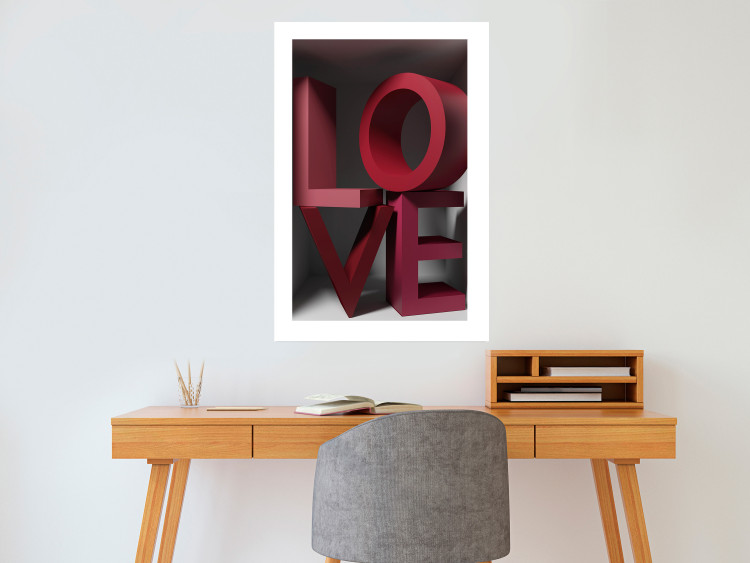 Poster Love in Reds - red texts with 3D effect on a light background 135506 additionalImage 11