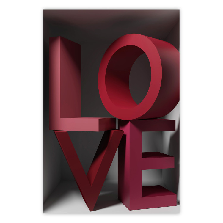 Poster Love in Reds - red texts with 3D effect on a light background 135506