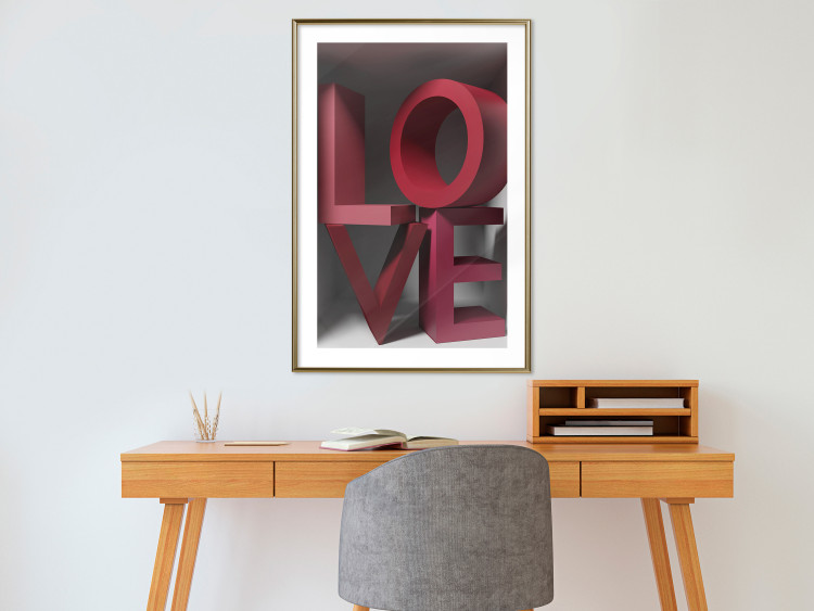 Poster Love in Reds - red texts with 3D effect on a light background 135506 additionalImage 6