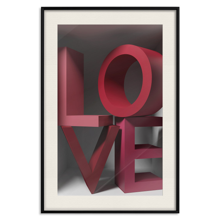 Poster Love in Reds - red texts with 3D effect on a light background 135506 additionalImage 25