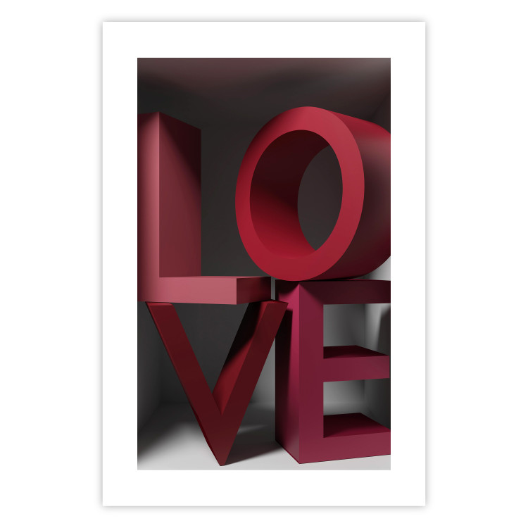 Poster Love in Reds - red texts with 3D effect on a light background 135506 additionalImage 4