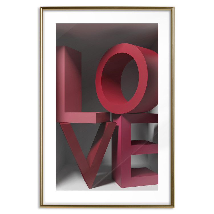Poster Love in Reds - red texts with 3D effect on a light background 135506 additionalImage 26