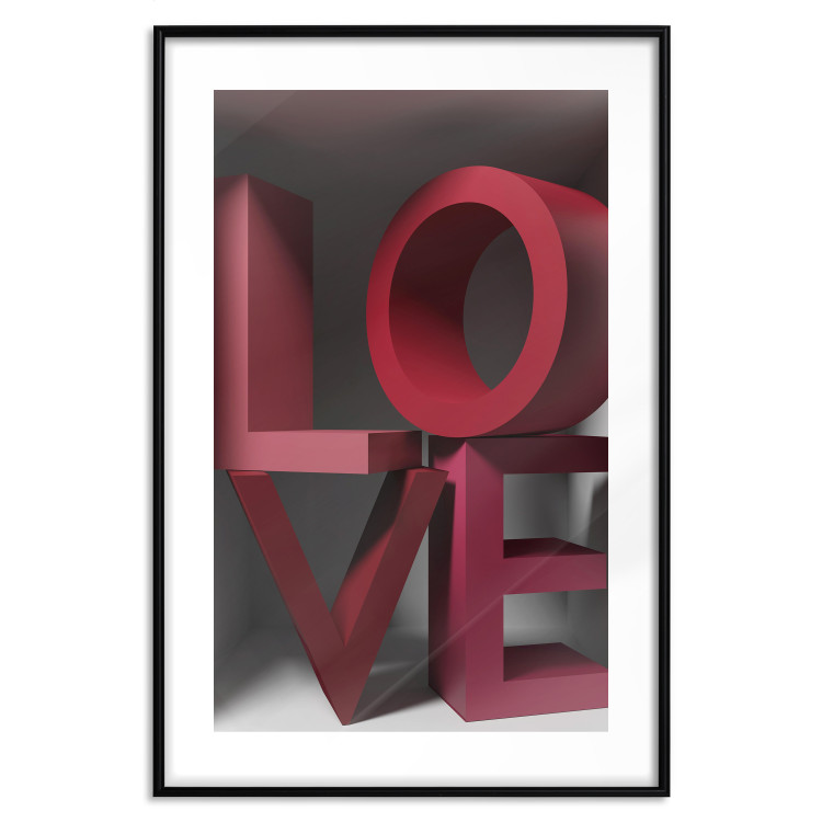 Poster Love in Reds - red texts with 3D effect on a light background 135506 additionalImage 27