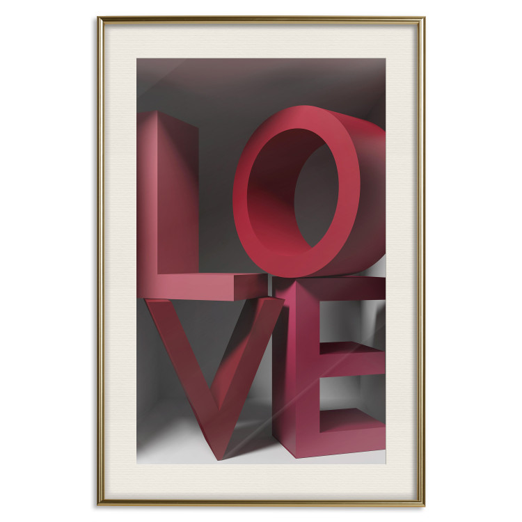 Poster Love in Reds - red texts with 3D effect on a light background 135506 additionalImage 24