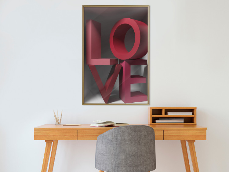 Poster Love in Reds - red texts with 3D effect on a light background 135506 additionalImage 9