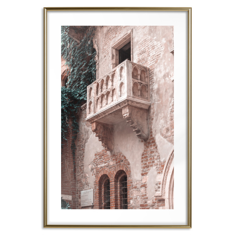 Wall Poster Juliet's Balcony - architecture of red bricks against the backdrop of an Italian town 135906 additionalImage 16