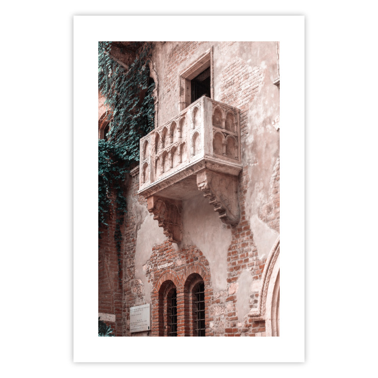 Wall Poster Juliet's Balcony - architecture of red bricks against the backdrop of an Italian town 135906 additionalImage 18