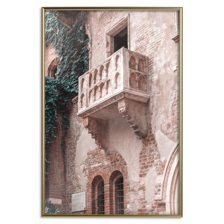 Wall Poster Juliet's Balcony - architecture of red bricks against the backdrop of an Italian town 135906 additionalImage 19