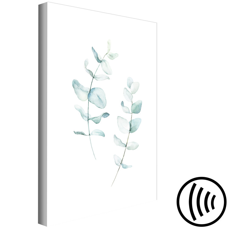 Canvas Two green twigs with leaves - a stylized watercolor composition 136006 additionalImage 6