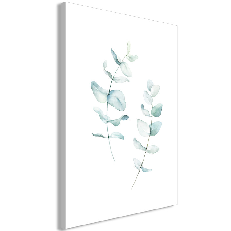 Canvas Two green twigs with leaves - a stylized watercolor composition 136006 additionalImage 2