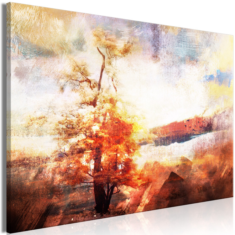 Canvas Fiery Nature (1-piece) Wide - warm landscape with a tree 138306 additionalImage 2