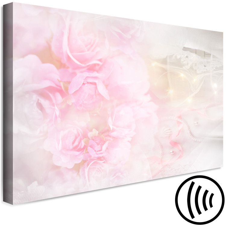 Canvas Art Print In Pink Tone (1-piece) wide - pink flowers amidst lace 138506 additionalImage 6
