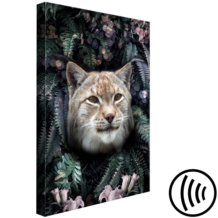Canvas Art Print Lynx in Flowers (1-piece) Vertical - wild cat and plant motif 138606 additionalImage 6