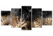 Canvas In the Golden Jungle (5-piece) Wide - landscape in exotic leaves 143506
