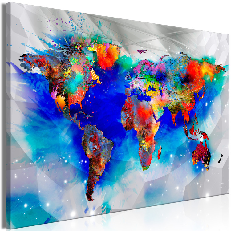 Canvas World of Colors (1-piece) Wide - colorful world map and abstraction 143706 additionalImage 2