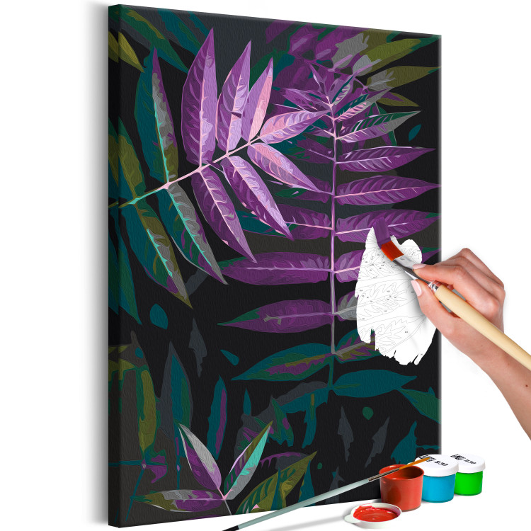 Paint by Number Kit Evening Leaves - Twilight Plant of Purple, Black and Green Colors 146206 additionalImage 4