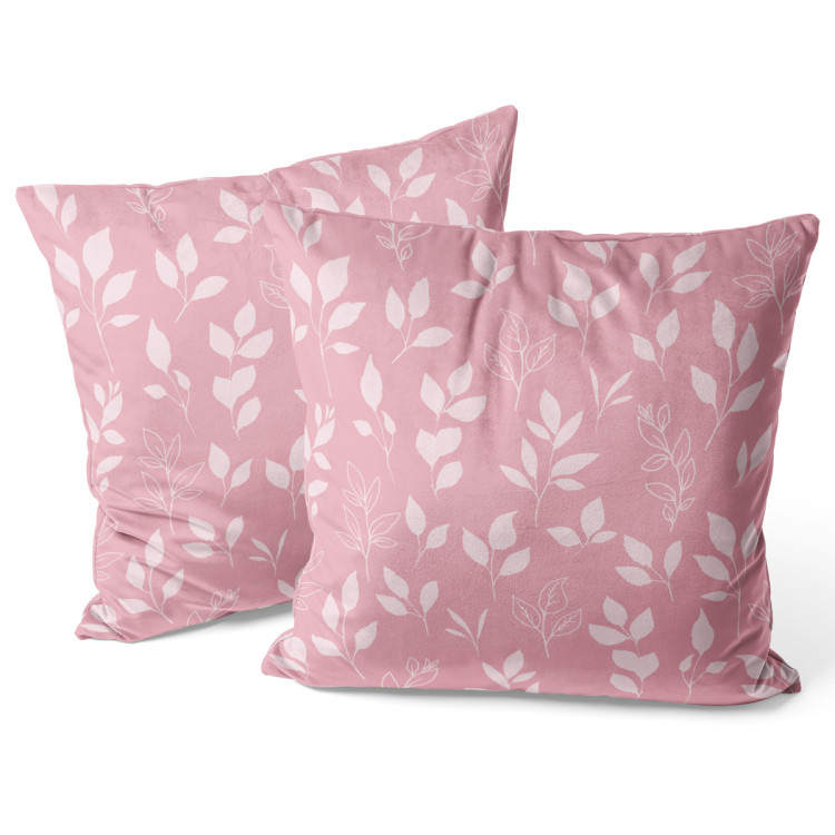 Decorative Velor Pillow Magnolia branches - a minimalist pattern in shades of light pink 147106 additionalImage 2