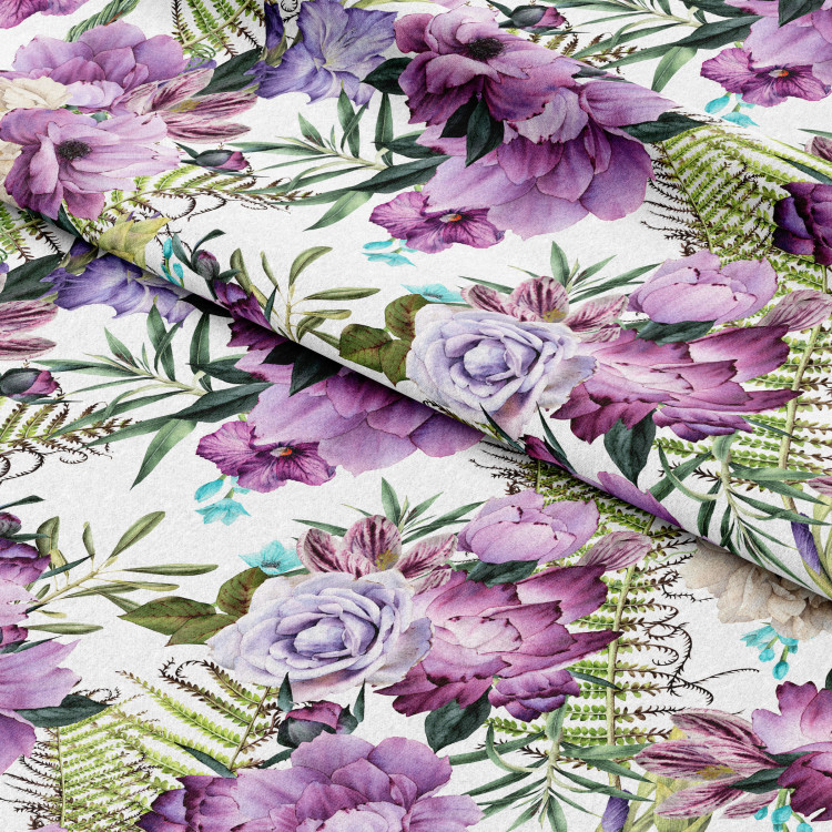 Decorative Curtain Joyful bouquet - composition of purple flowers on a white background 147306 additionalImage 2