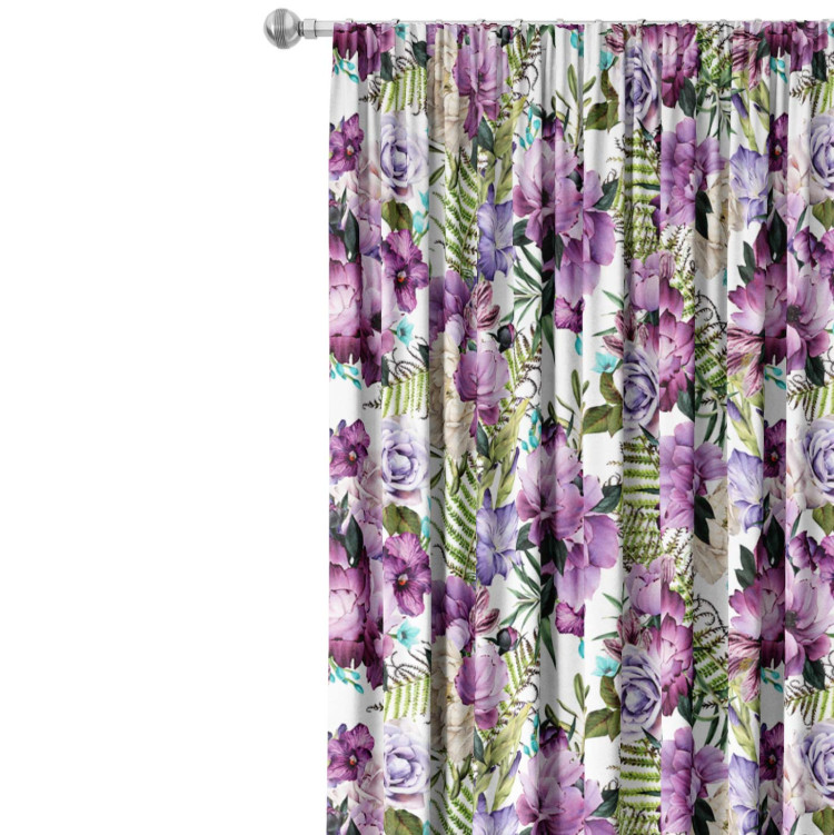 Decorative Curtain Joyful bouquet - composition of purple flowers on a white background 147306 additionalImage 7