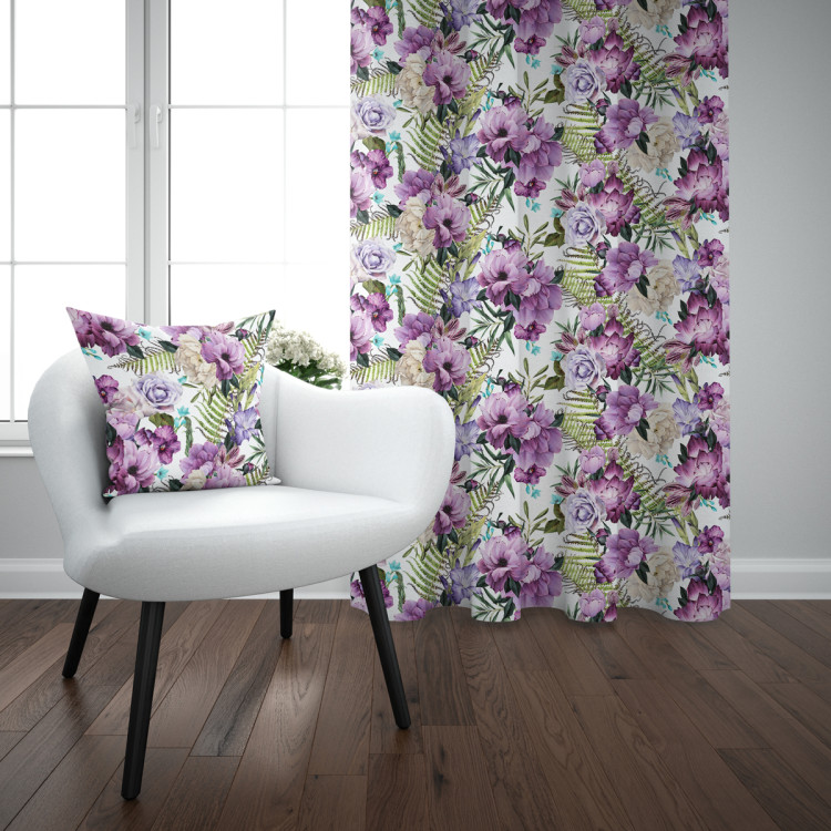Decorative Curtain Joyful bouquet - composition of purple flowers on a white background 147306 additionalImage 6