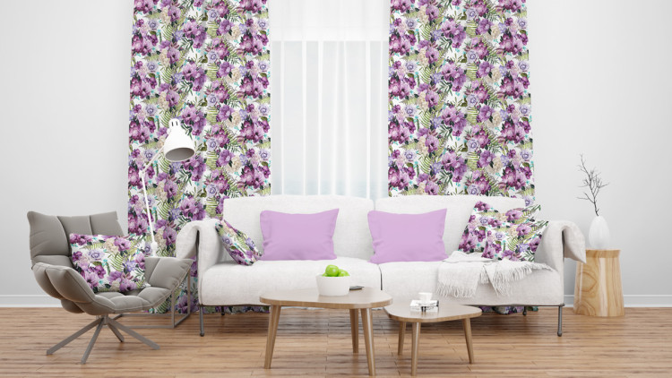 Decorative Curtain Joyful bouquet - composition of purple flowers on a white background 147306 additionalImage 8